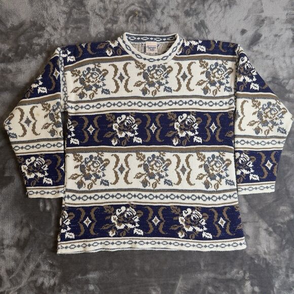 Huntington Ridge Sweaters - Vintage Huntington Ridge Pullover Sweater Made In USA Size Large Floral Design